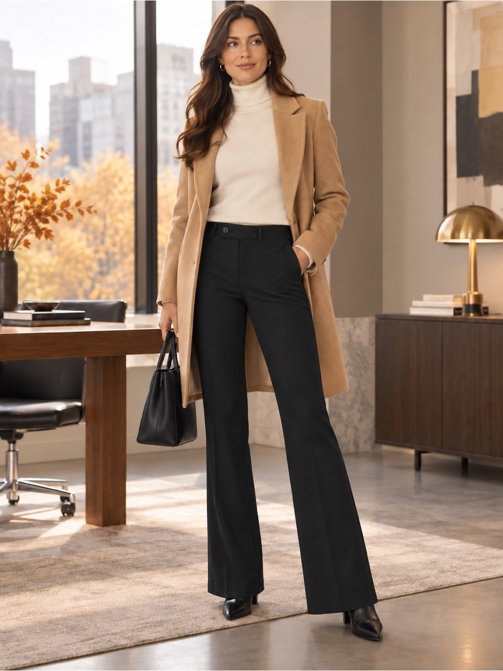 Ralph Lauren Black Wool-Blend Flare Trousers – Size 4